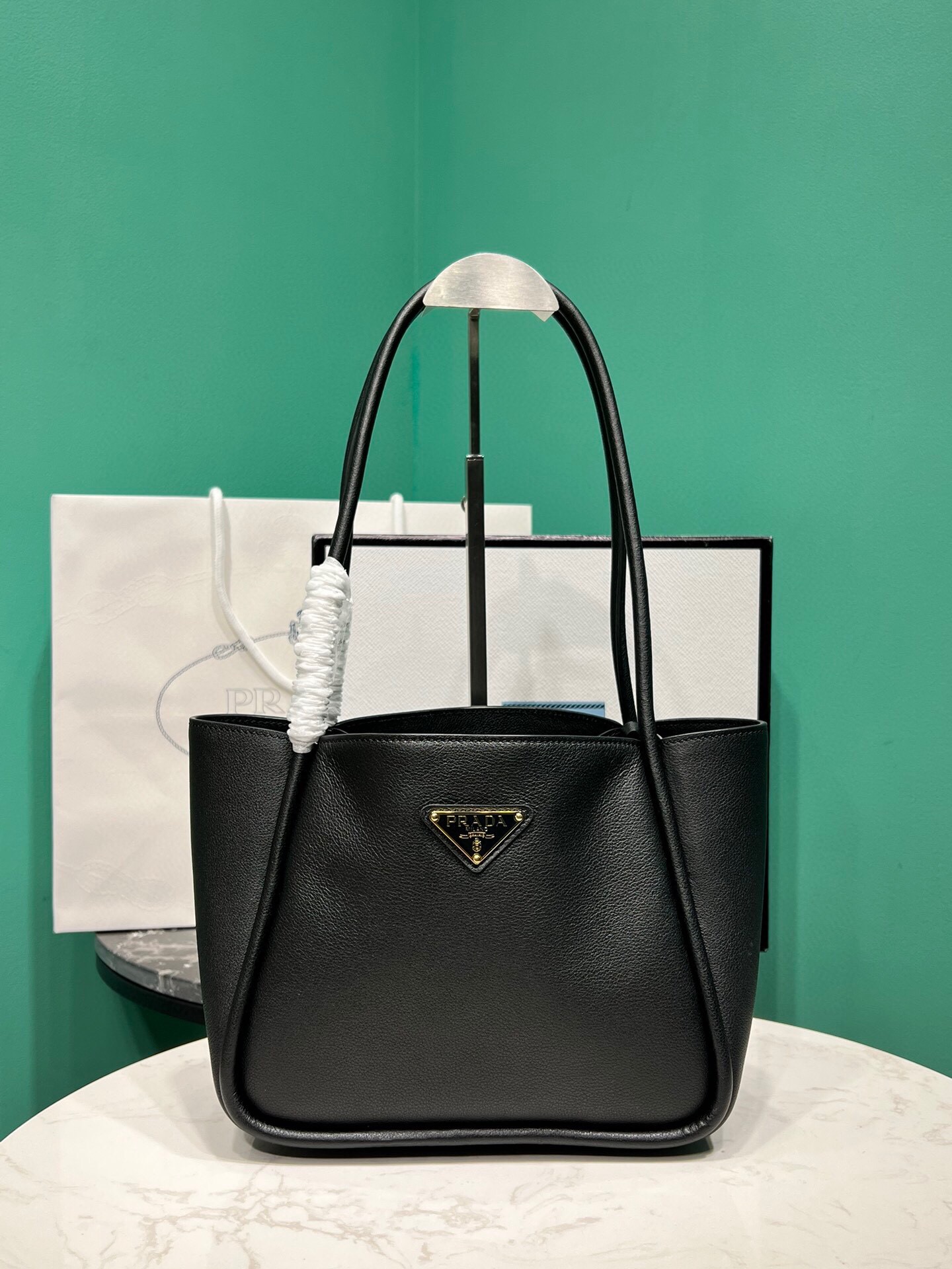 Prada Mini Leather Tote Bag Black 1BG539